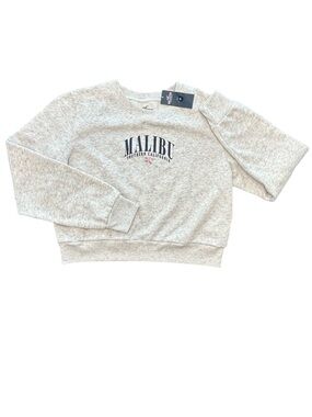 Hollister Co. cropped Malibu SOCAL coastal crewneck sweatshirt light gray NWT MD